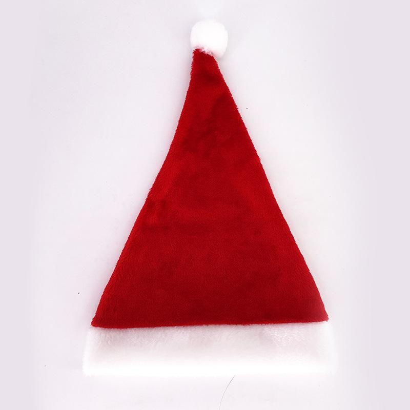 Available: Red/Blue/Pink/Green/Yellow Santa Hat - Short Plush, Brushed Finish for Adults, Holiday Party Christmas Decoration.