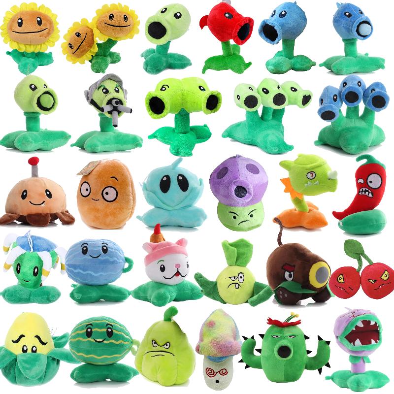 Plants Vs Zombies Plush Toy Set Sunflower Peashooter Cherry Bomb Wallnut Chomper Snow Pea Potato Mine Kids Birthday Gift