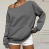 Women's Off Shoulder Long Sleeve Sweatshirt Loose Fit Streetwear Pullover Top