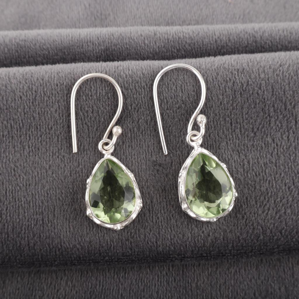 Bijuterii Ametist Verde Cercei Argint Sterling 925, Bijuterii Cercei cu Piatră Prețioasă, Bijuterii Handmade Cadou Pentru Mamă