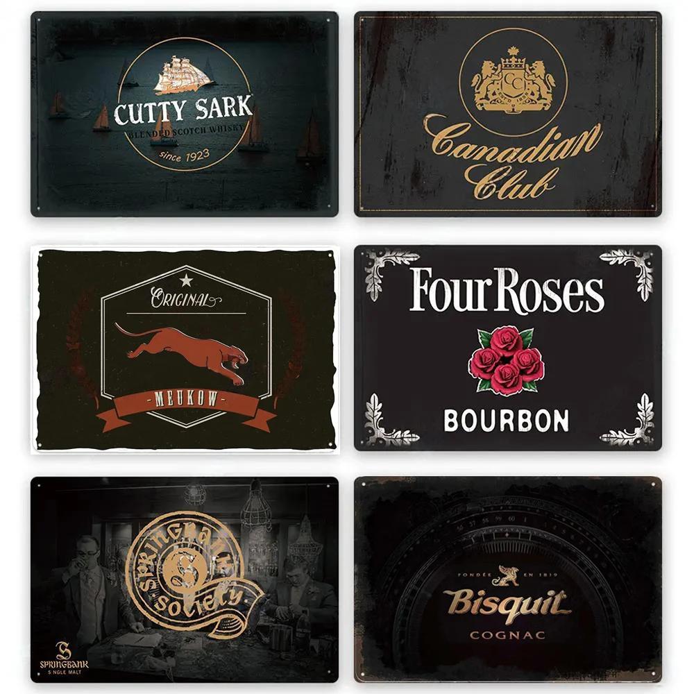 Whiskey Plakate Dekor Metall Vintage Blechschilder Metallschild Wandplakette Dekorativ für Pub Bar Club Man Cave