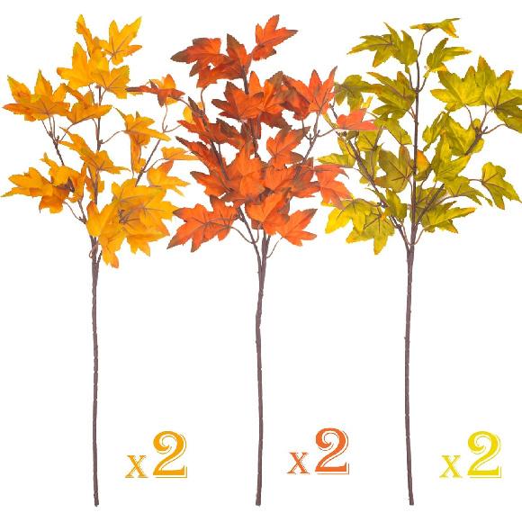 6Pcs Artificial Maple Leaves Branches Fake Fall Maple Shrubs for Thanksgiving Christmas Festival Garland Decoration