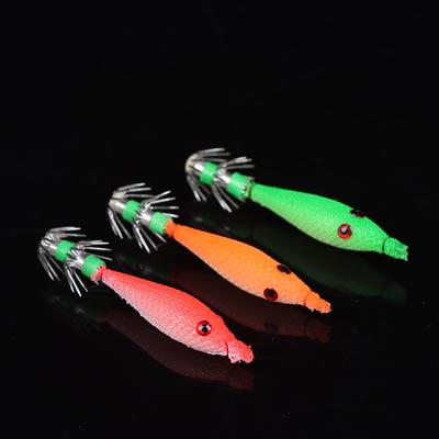 5 Stück 7cm Künstliche Fluoreszierende Angelköder Tintenfischhaken Jigs Sepia Jigs Köder Spinnerbait Holzgarnelen Meeresangeltackle