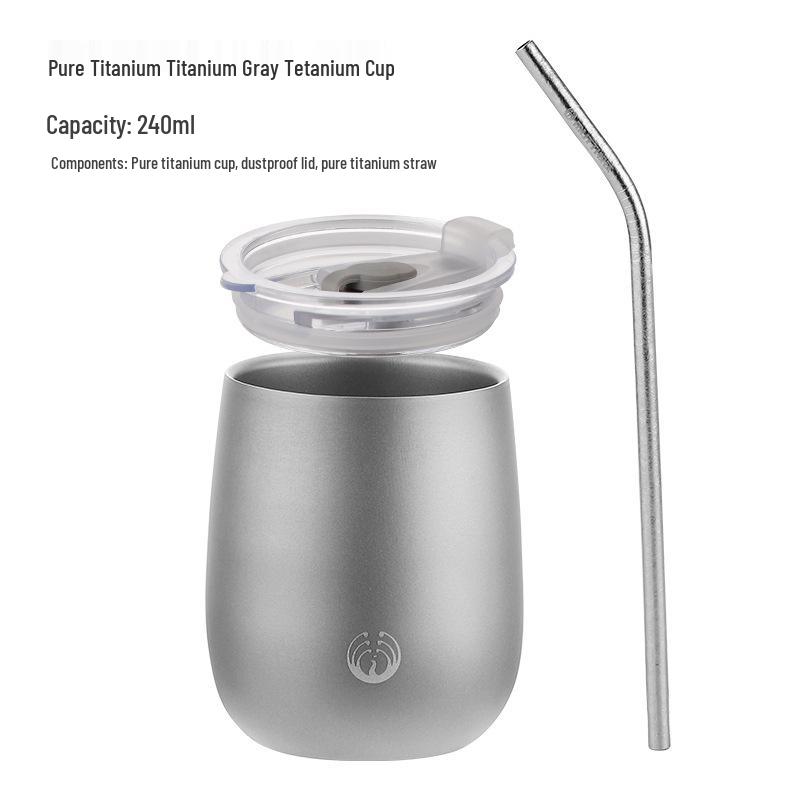 Pure Titanium Double-Layer Coffee Cup: Stylish, Portable, and High-Quality for Home or Outdoor Use.