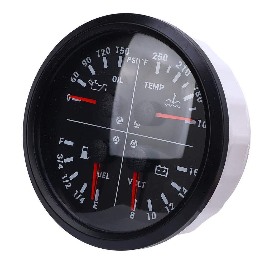 110mm 4 3 8in 4 In 1 Multifunction Gauge DC 12V 0 150PSI Oil Pressure Fuel Level 100 250 Fahrenheit  Water Temp 8 16V