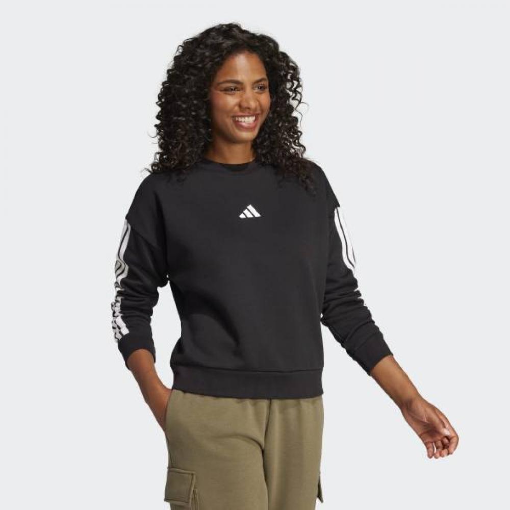 Adidas Essential 3 Stripe Fleece Sweatshirt Je1298