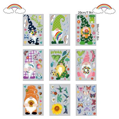 9PCS- PVC Window  Clings Painted Electrostatic Stickers For Home Decoration