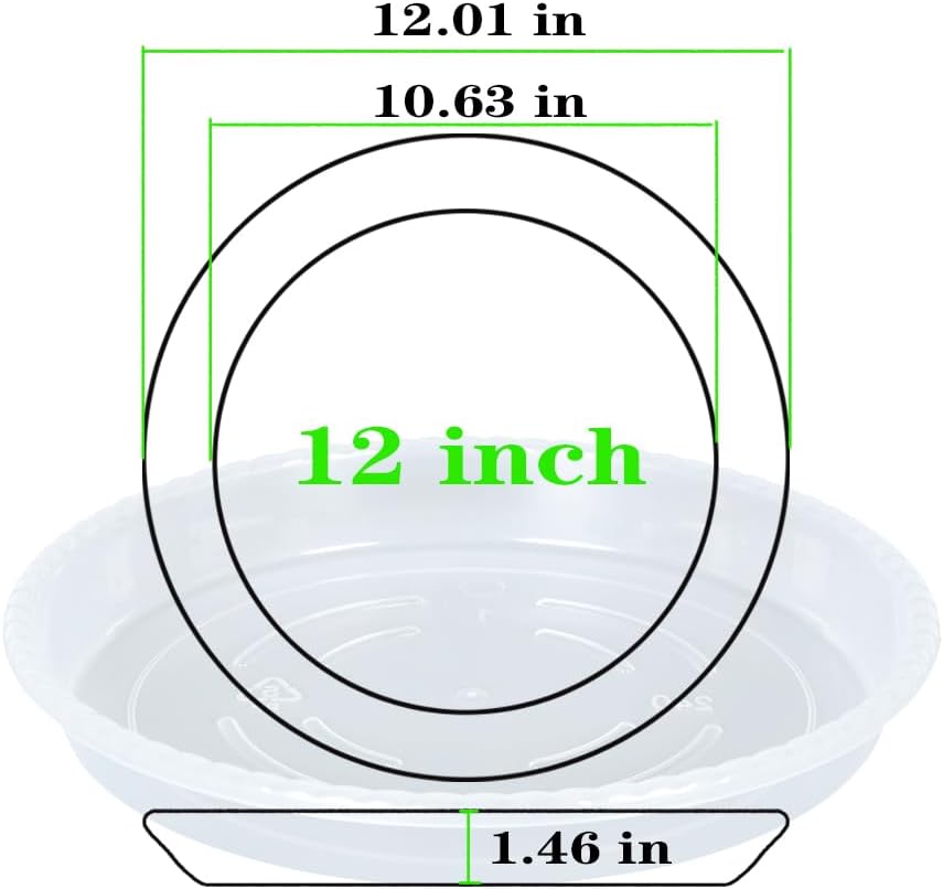 

Saucer 6 Pack of 12 inch, Clear Plastic Flower Pot Saucer, Heavy Duty Drip Trays Saucers for Indoor, United States