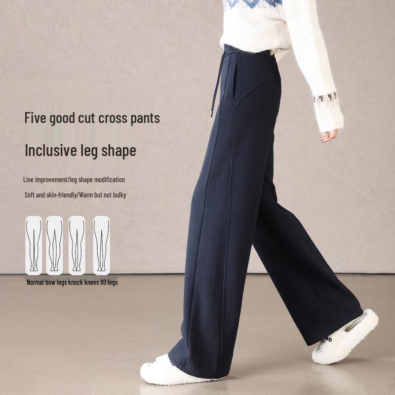 

Women s Fleece-Lined Banana Wide-Leg Casual Pants L
