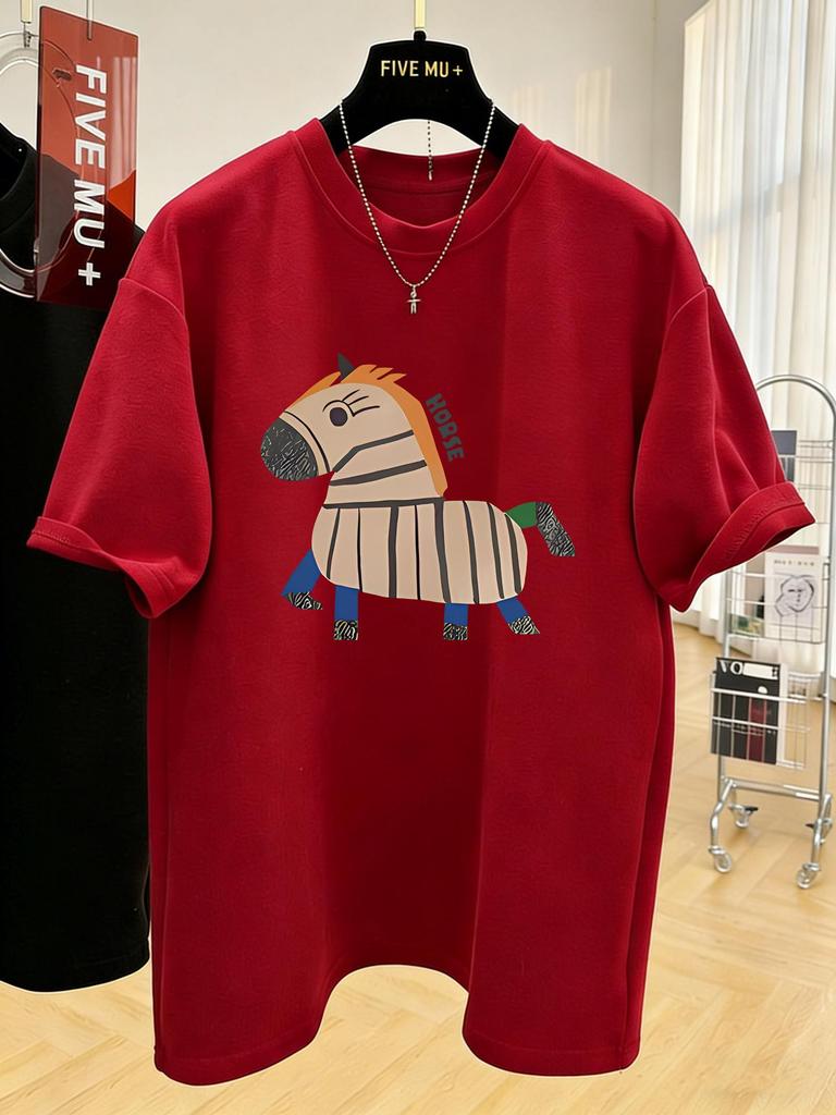 Women's Red Year of the Horse Cotton T-Shirt (2026 New Year Style)