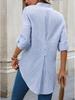 In Stock 2025 V-neck Casual Striped Long-Sleeved Shirt for Spring and Autumn in Europe and America Style