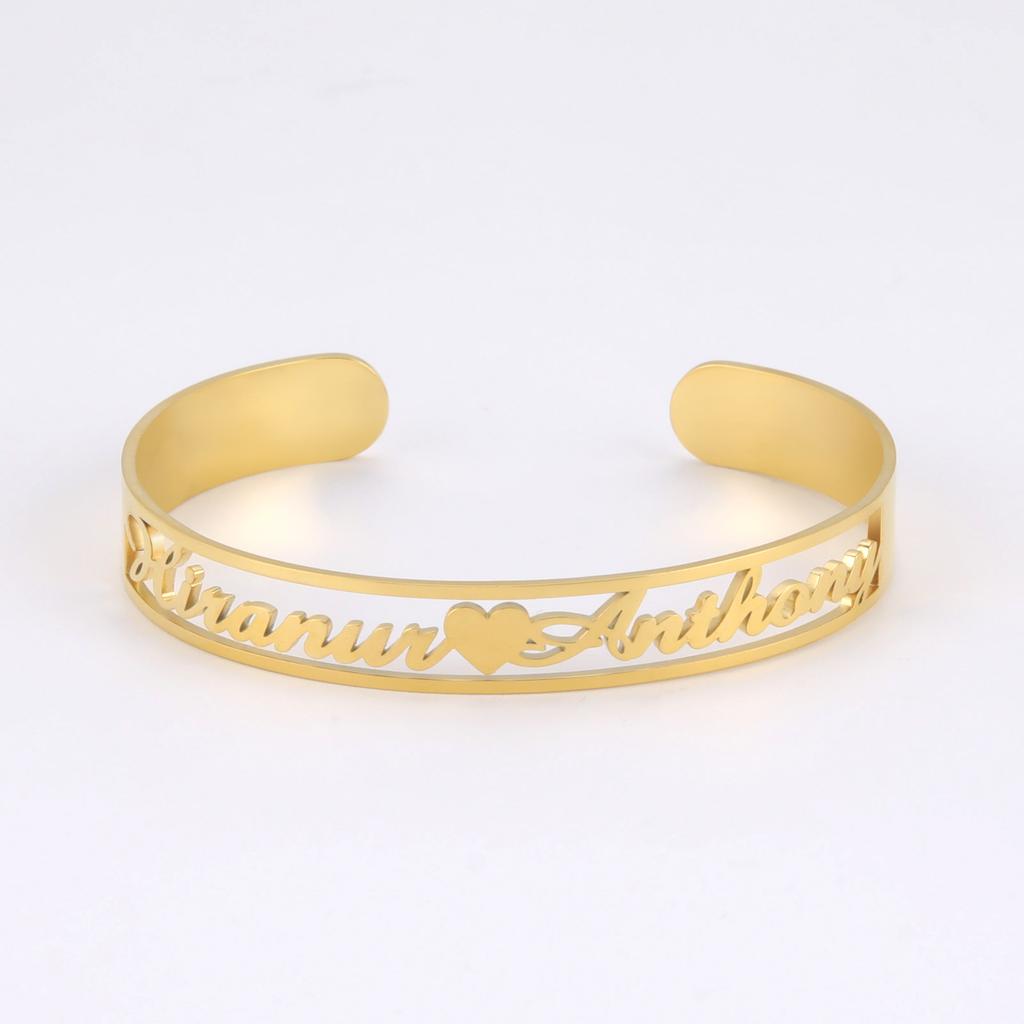 Personalized Name Bracelet for Women Men Custom Jewelry Stainless Steel Customized Bangle Gold Color Arabic Name Birthday Gifts