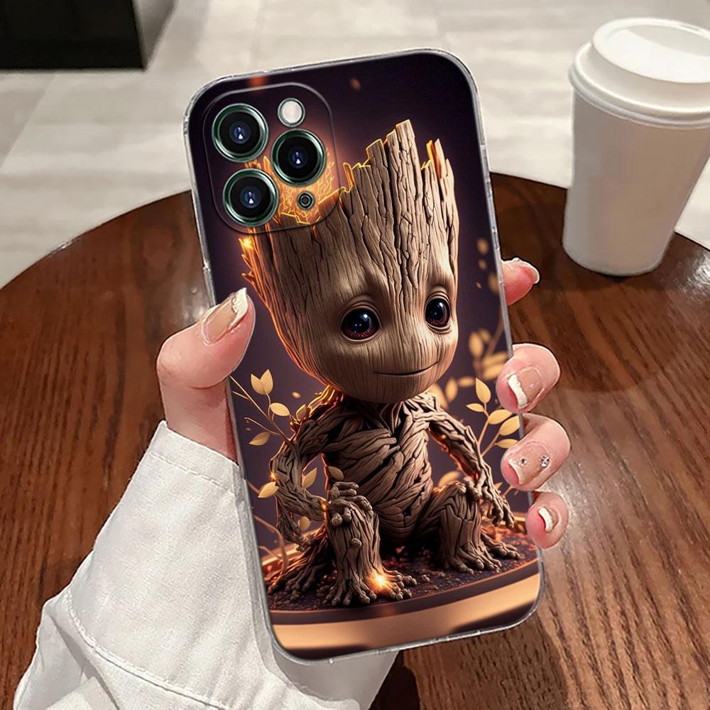 

Cute Marvel Baby Groot Rocket Transparent Phone Case For iPhone 17 Pro Max 17E 11 12 13 14 15 16 Pro Max Plus 17 Air 16E 7 Cover iPhone 7