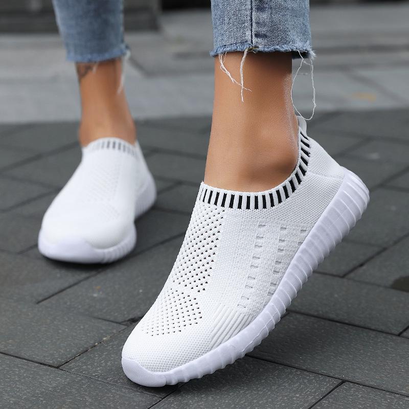 Women's 2025 Spring/Summer Mesh Slip-On Running Shoes - Breathable Knit Sports Shoes for Girls