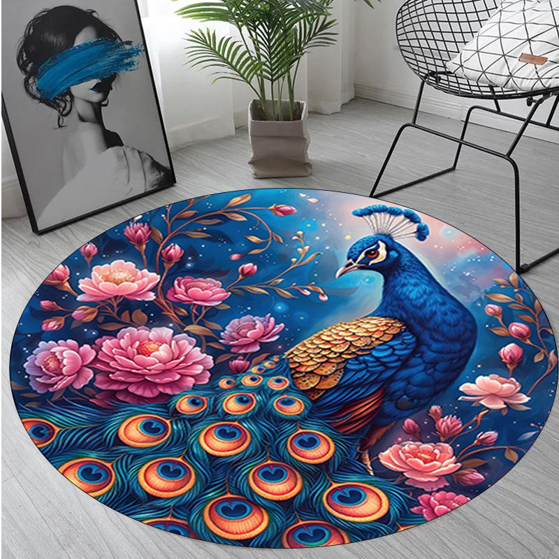 1Pc Animal Circular Print Rug - Home Decoration Carpet For Living Room Bedroom Flooring Computer Chair Area Rug