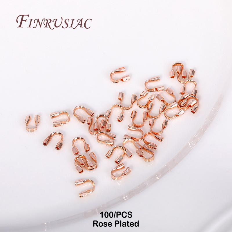 Brass Round Spring Ring Clasp Crimp Beads End Beads Findings For DIY Jewelry Making 14K/18K Gold Plated U-shaped Protective Tube