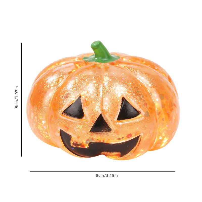 Halloween Glitter Pumpkin Squeeze Toy Glow Sequins Filled Stress Ball Slow Rebound Fidget Toy Stress Relief Gift