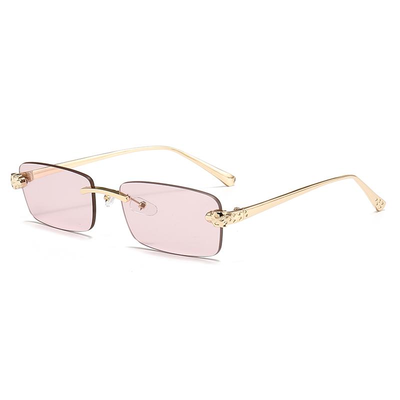 Xiaomi Gafas de sol rectangulares sin montura para mujer, protección UV400, patillas ligeras de aleación dorada, lentes multicolor, moda diaria