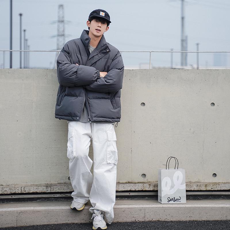 Unisex Cotton Jacket: Winter Wear for Couples, Versatile Two-Way Design, Solid Color, Casual Hooded Jacket.