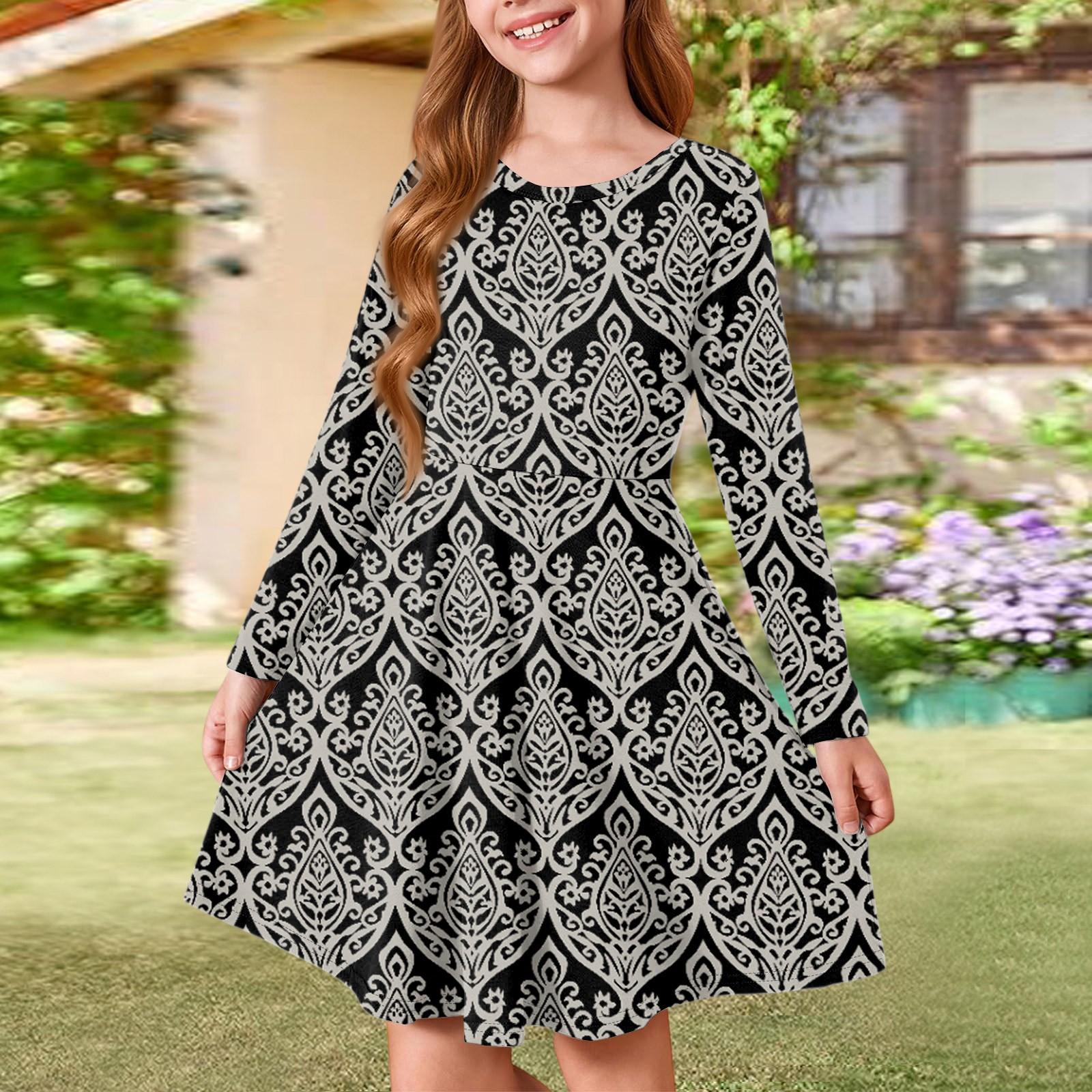 

Летнее платье принцессы для девочек - платье-футболка А-силуэта с длинными рукавами 110