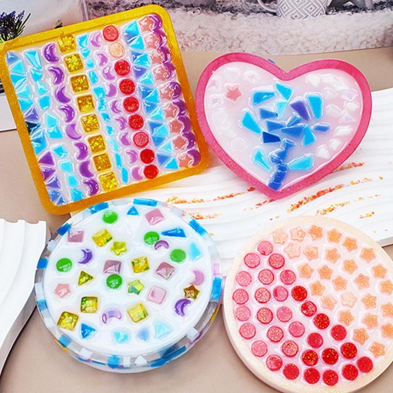 Heart Coaster Molds Round Silicone Coaster Molds Cup Mat Mold Pentagram Epoxy Casting Mold for Resin Coaster Home Decor