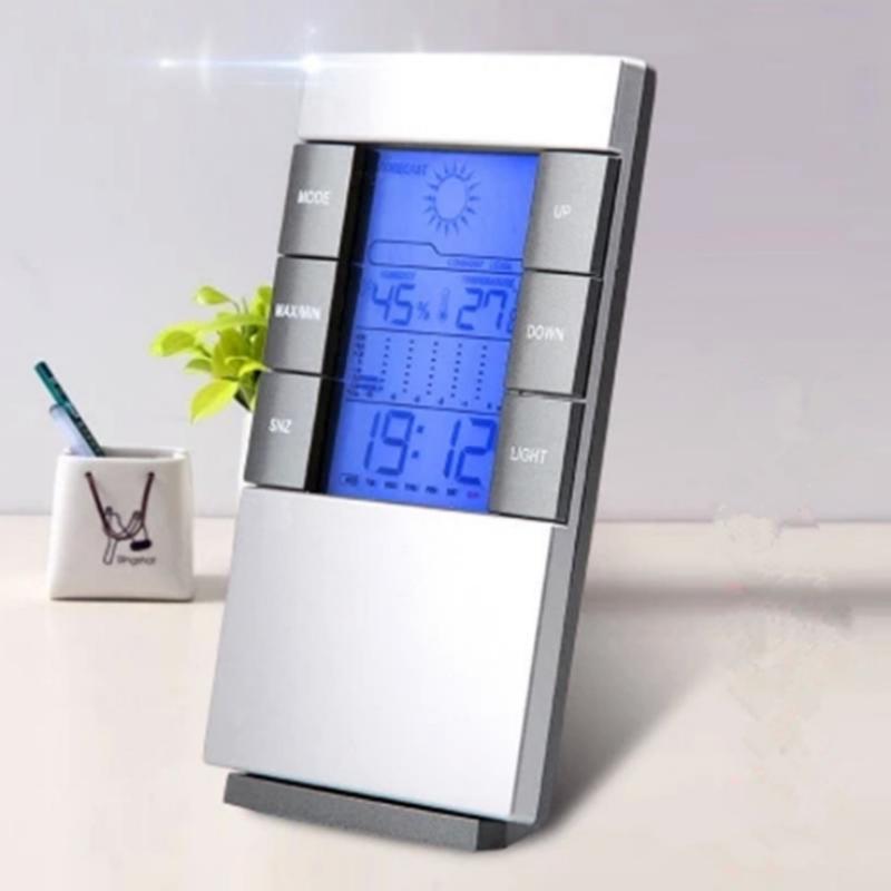 Hygrometer Lcd Digital Thermometer Humidity Meter Weather Forecast Alarm Clock