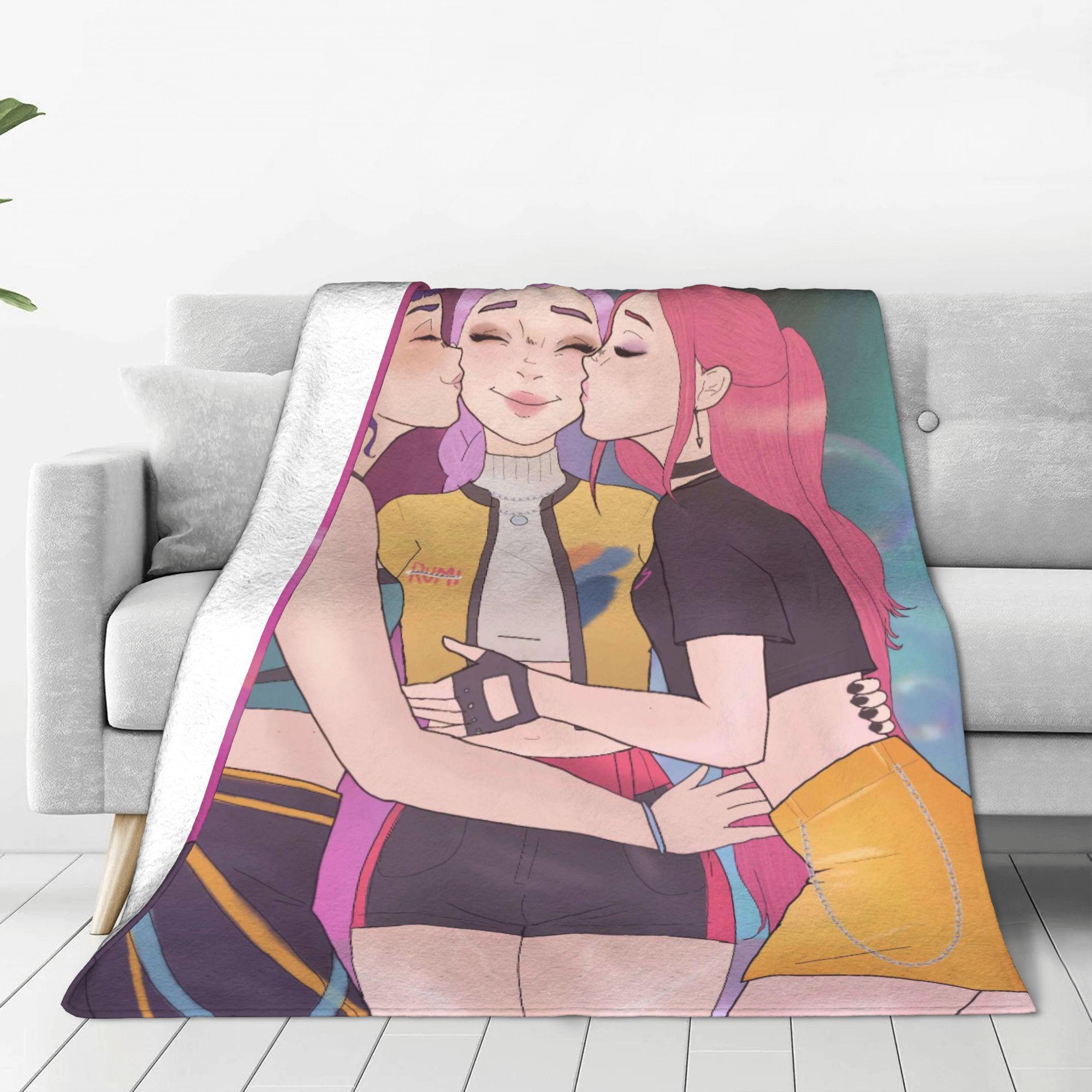 

kpop Demon Hunters Huntrix Flannel Blanket Winter Soft Warm Throw Blanket for Girls Boys Home Decor Funny Bedspread Bed Cover 30x40in