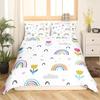 Cartoon Rainbow King Queen Duvet Cover Kids Girls Colorful Clouds Bedding Set Love Heart Comforter Cover Polyester Quilt Cover