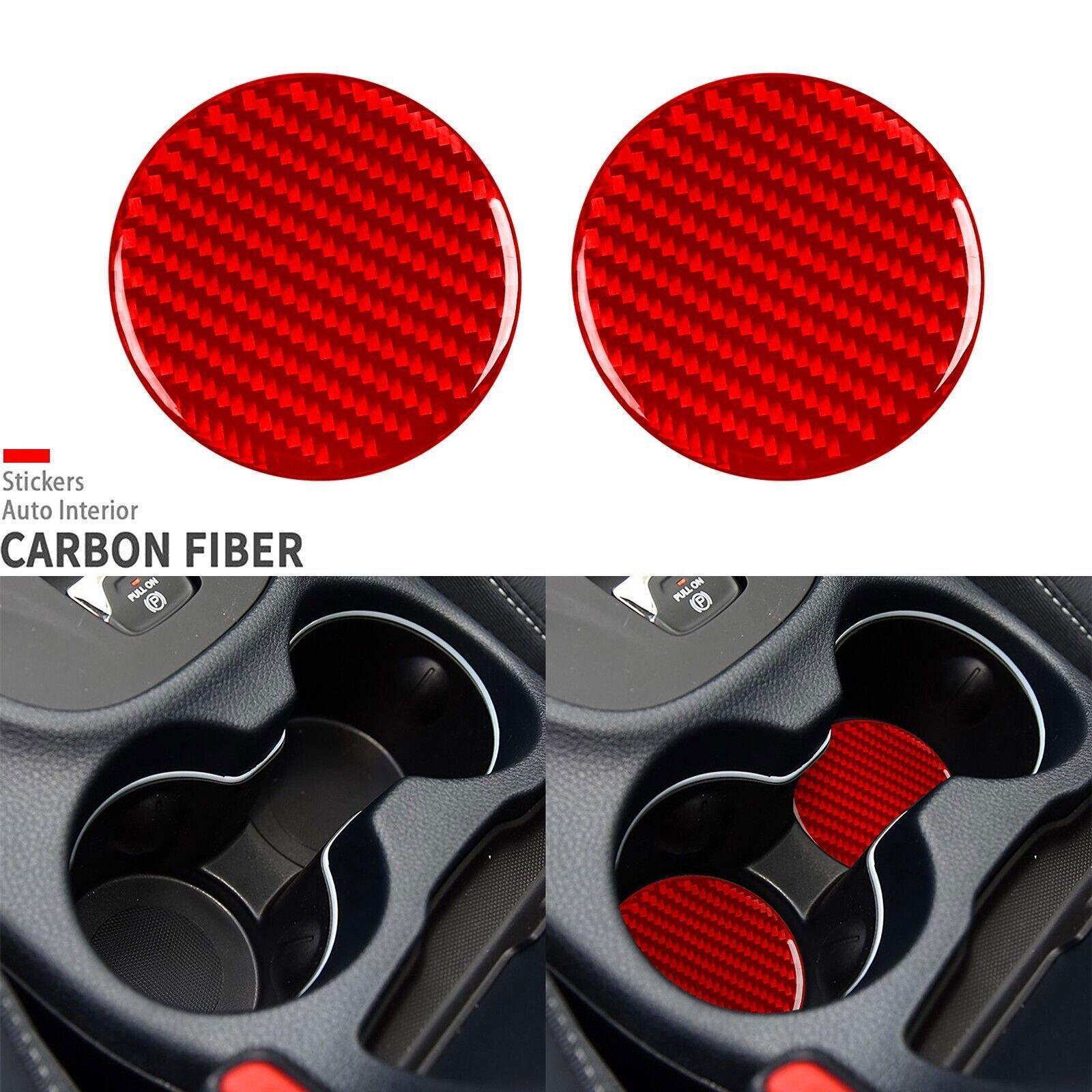 Red Carbon Fiber Central Water Cup Holder Slot Cover For Jeep Cherokee 2014-2018