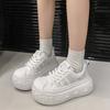 European Leather Big Head Muffin Platform Bread Shoes Women's 2025 New Little White Shoes Small Height Increase Casual Shoes Trend