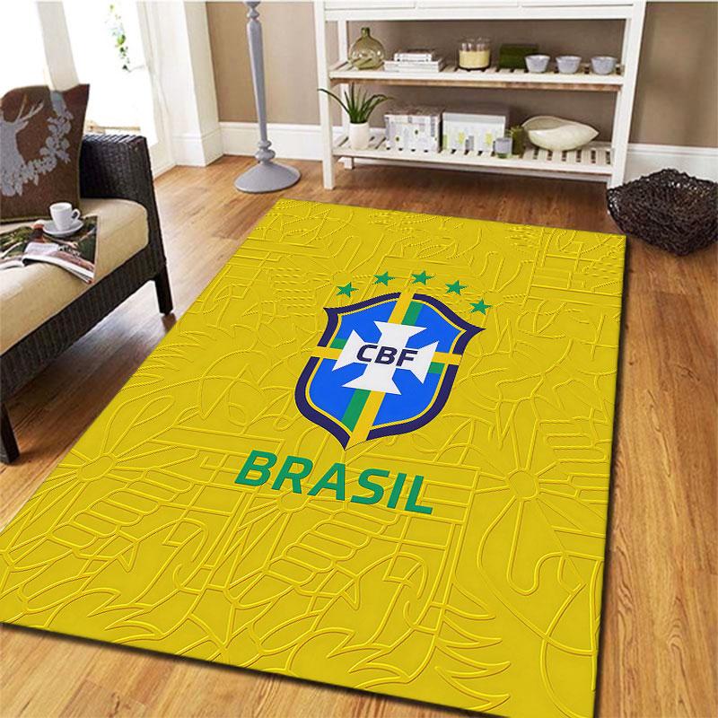 Brazil National Football Team Carpet Rug for Living Room Bedroom Home Sofa Decoration,Kids play Non-slip Floor Mat