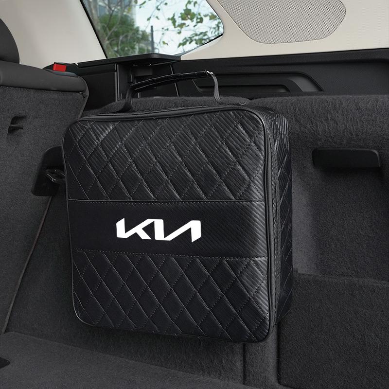 AEF1 Car Leather Storage Bag High-capacity Auto Trunk Handbag For KIA Sportage Seltos Sorento K3 K4 Soul Carnival EV6 EV9 Carnival K5