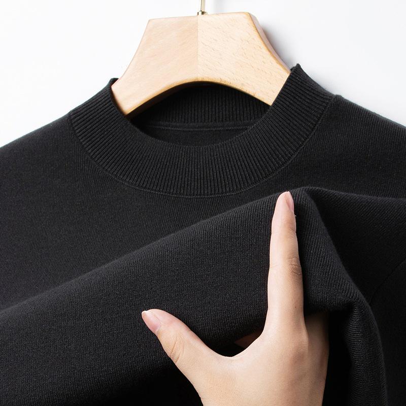 Men s Business Casual Knitwear: 2025 Autumn/Winter Thickened Long Sleeve Half-High Collar Sweater 3XL