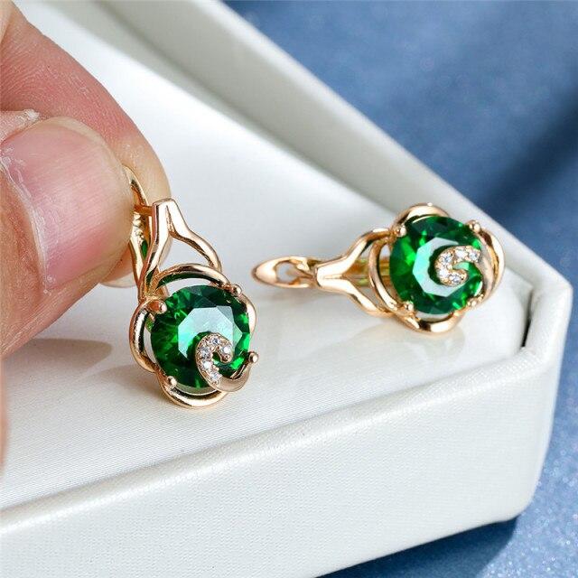 

Серьги с разноцветными кристаллами и круглыми камнями, старинные золотые серьги для помолвки, женские милые серьги-кольца с маленькими цветами для женщин зелёный