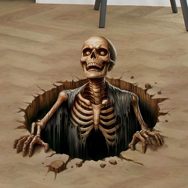 Halloween Wall Stickers 3D Effect Broken Wall Zombies Broken Wall Floor Stickers Pvc Self-Adhesive Bedroom Living Room Horror