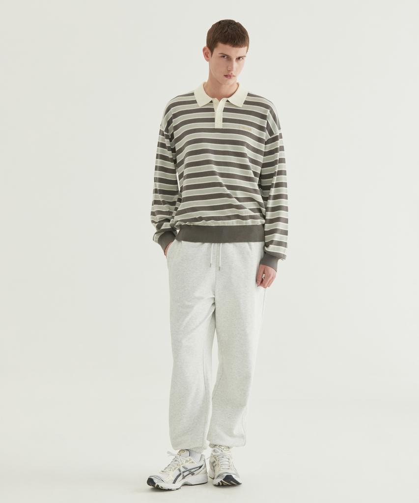 COVERNAT Striped Collar Knit Gray