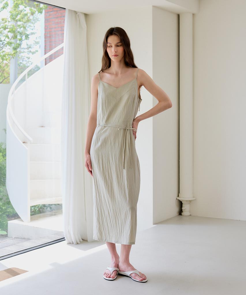 The Ello Tie Strap Dress (Beige)