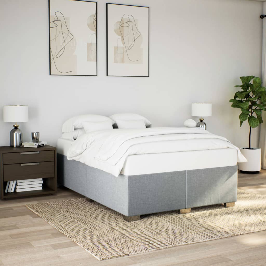 Bed Frame without Mattress Light Grey 140 x 190 cm Fabric