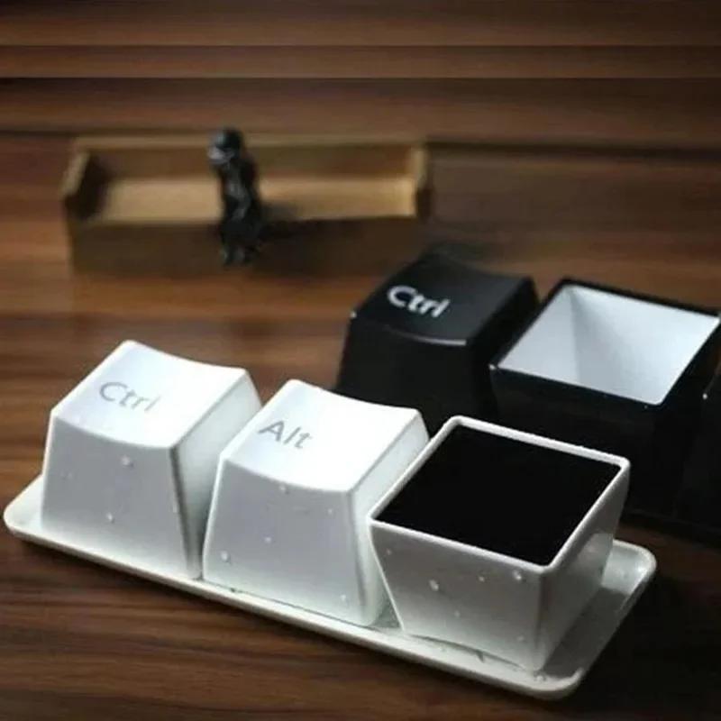 Creative Keyboard Tea Cup Office Coffee Cup Black Ctrl Del Alt Key Mug