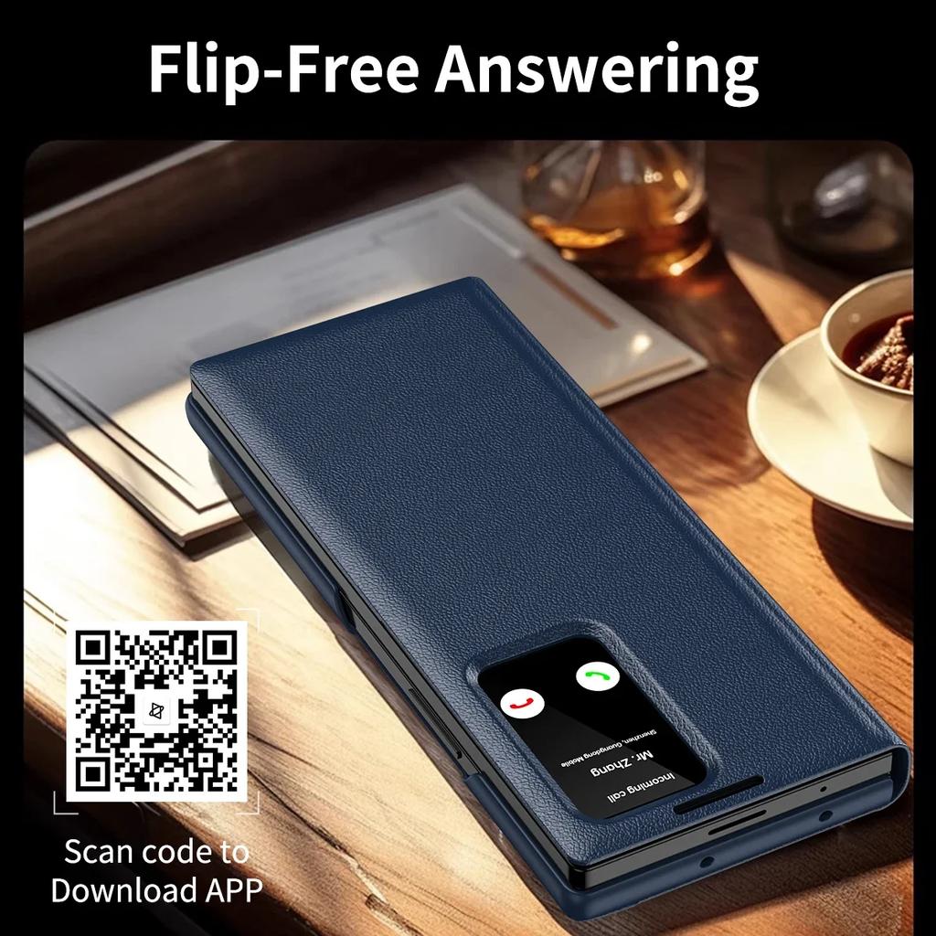 High-end Original View Smart Window Wallet Leather Case For Samsung Galaxy Z Fold 7 6 5 4 3 Skin Feel Shockproof Protect Cover