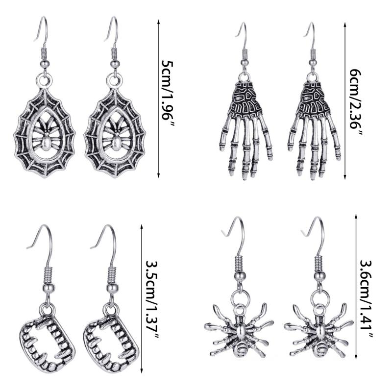 Bat Spider Dangle Earrings Women Jointed Skeleton Long Ear Drop Earrings Stud Halloween Goth Punk Costume Accessories