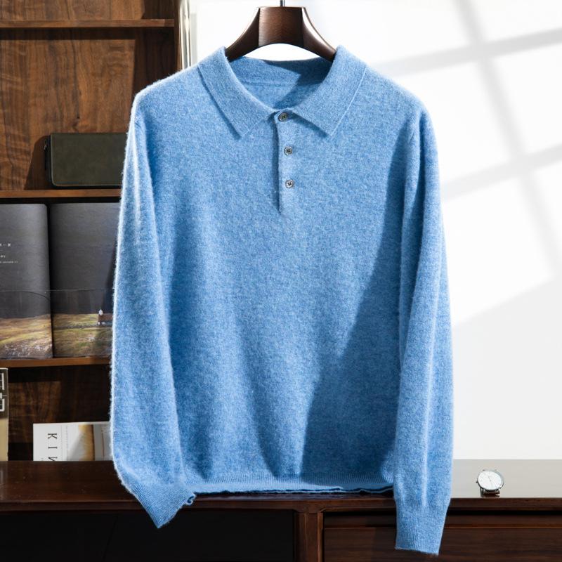 POLO neck cashmere sweater 2025 new flat middle-aged Korean version loose pullover sweater