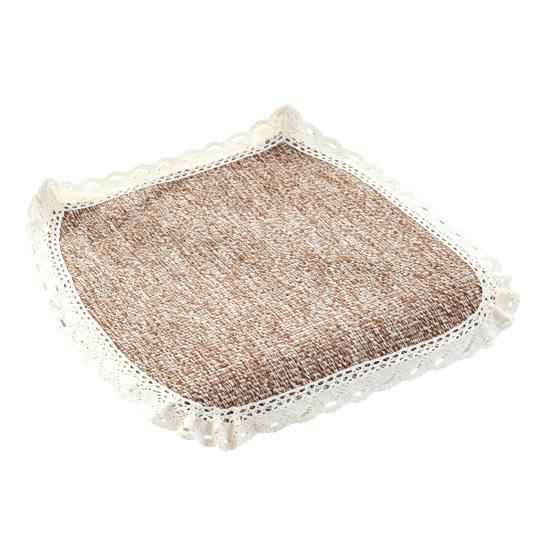 Decorative Seat Mat for Rattan Chairs Cotton Linen Chair Pad with Ties, Striped Plaid Comfortable Pads Patio Lace Trim, Breathable Dining Office Soft