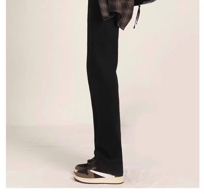 Women's Black Fleece-Lined Slimming Straight-Leg Jeans - Winter Fashion, Versatile, Loose Fit