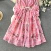 Robe de fée Vintage en dentelle pour femmes, Patchwork, robe de soirée élégante, mi-longue, avec nœud, mode coréenne, une pièce, douce, automne 2024