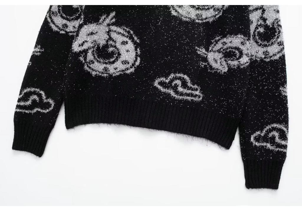 Autumn 2025 Women's Fashion Animal Jacquard Knit Cardigan, European & American Style.