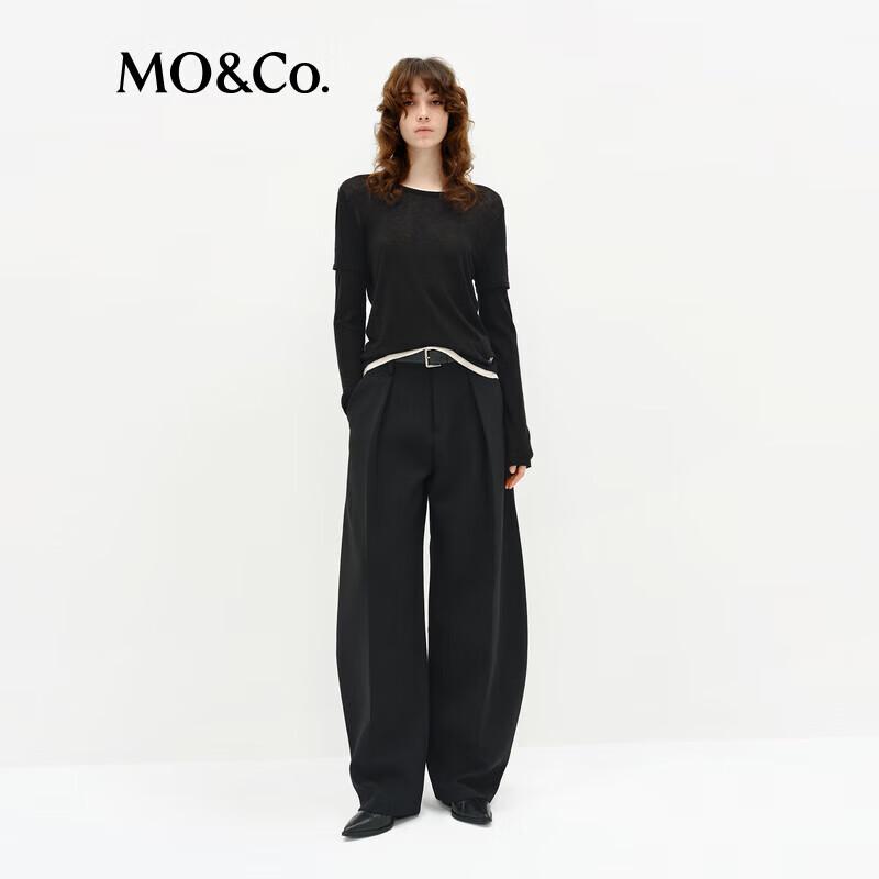 

MO&Co. Черный Легкий Мериносовый Шерстяной Вязаный Свитер Имитация Двойки M (165)