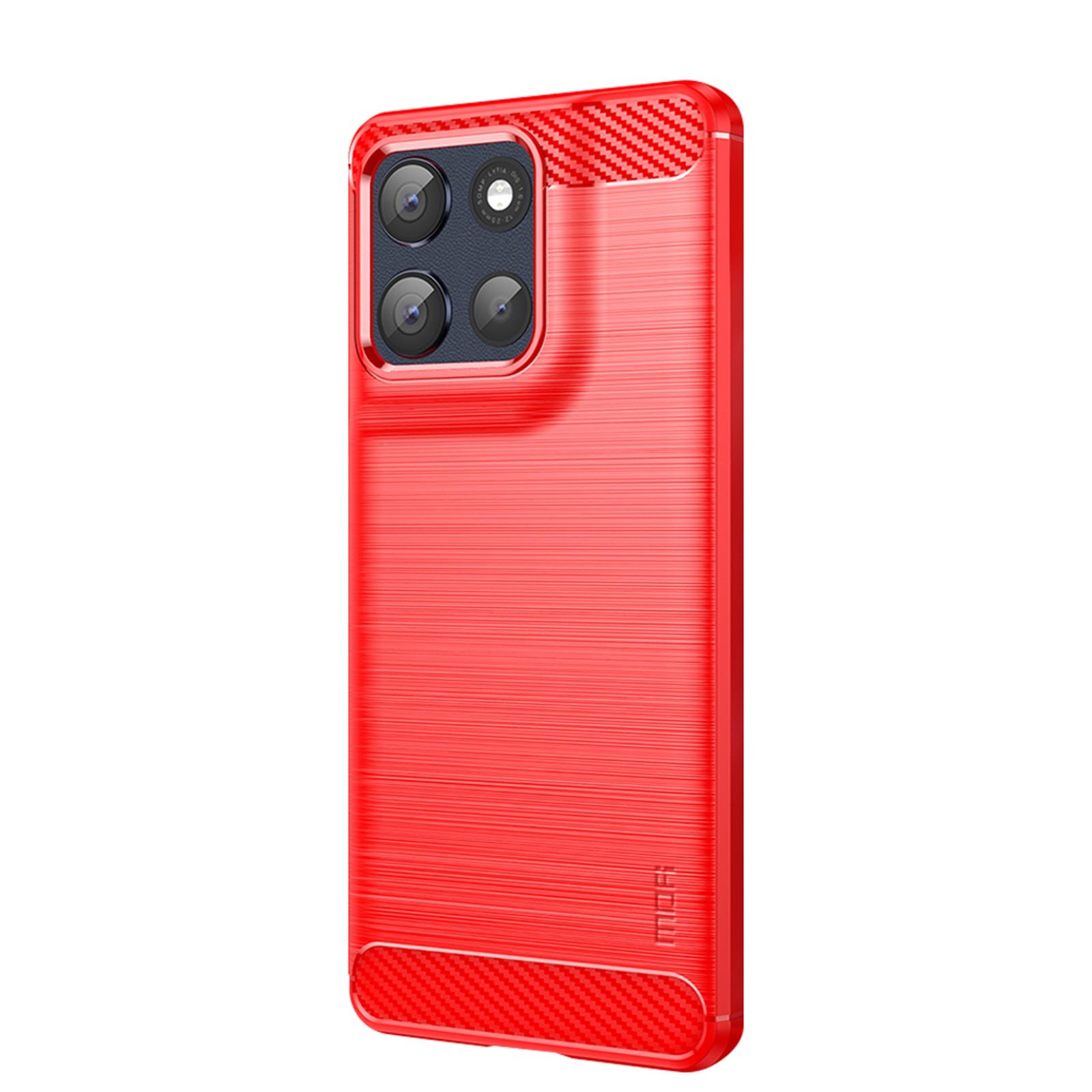 

Для Motorola Moto G86 5G Задняя крышка MOFI Матовая текстура Углеволокно Мягкий чехол из ТПУ Red