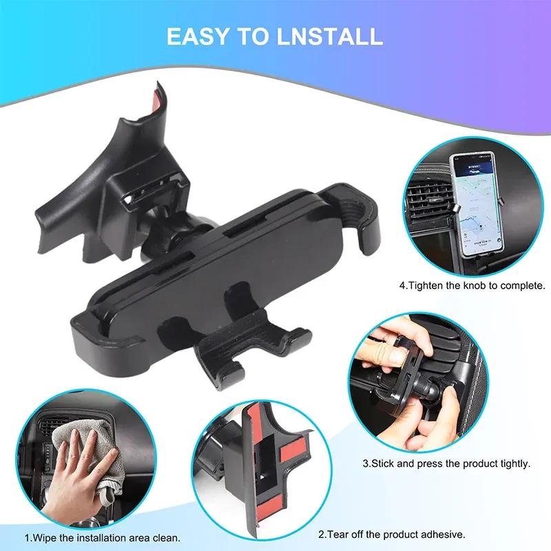 Für Chevrolet Corvette C6 2005-2013 ABS Mittelkonsolen-Luftauslass Handyhalter GPS Kabellose Lade-Navigationshalterung