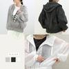 Green Tea Lightweight Hoodie with Sun Protection Women's Zip-Up (JP, Alphabet, L, Black)